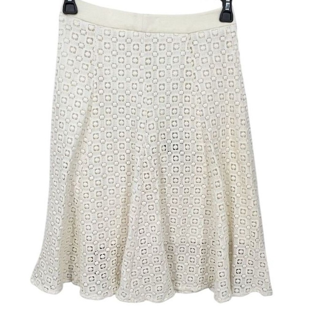 Tibi New York Women's Ivory Floral Crochet‎ Midi Skirt Size 4 NOTES - CJ